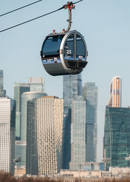 Проезд на комбинированной пассажирской подвесной канатной дороге: Станция «Улица Косыгина», Станция «Лужники»